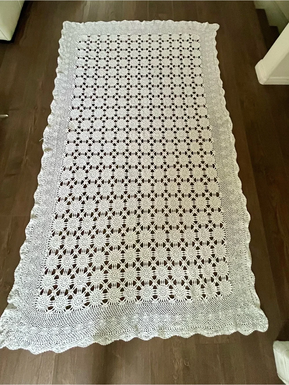 Handmade White Crochet Throw Blanket 50/86 Inches